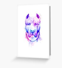 Pit bull Watercolor, Pit bull Artistic, Pit bull Colorful Greeting Card