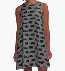 Black Cat A-Line Dress