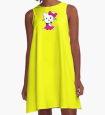 Vestido acampanado gato sosteniendo una rosa