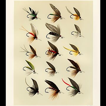 Vintage Fly Fishing Print - Trout Flies  Sticker for Sale by