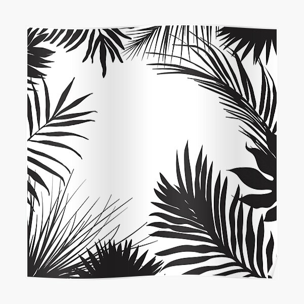 Palm Leaves In Black And White Poster