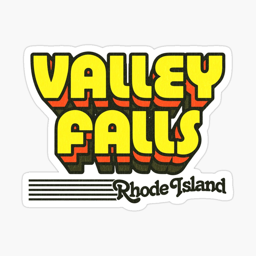 Valley Falls, Rhode Island | Retro Stripes Sticker