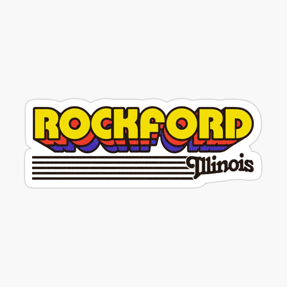 Rockford, Illinois | Retro Stripes Sticker