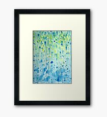Yellow and blue rain Framed Print