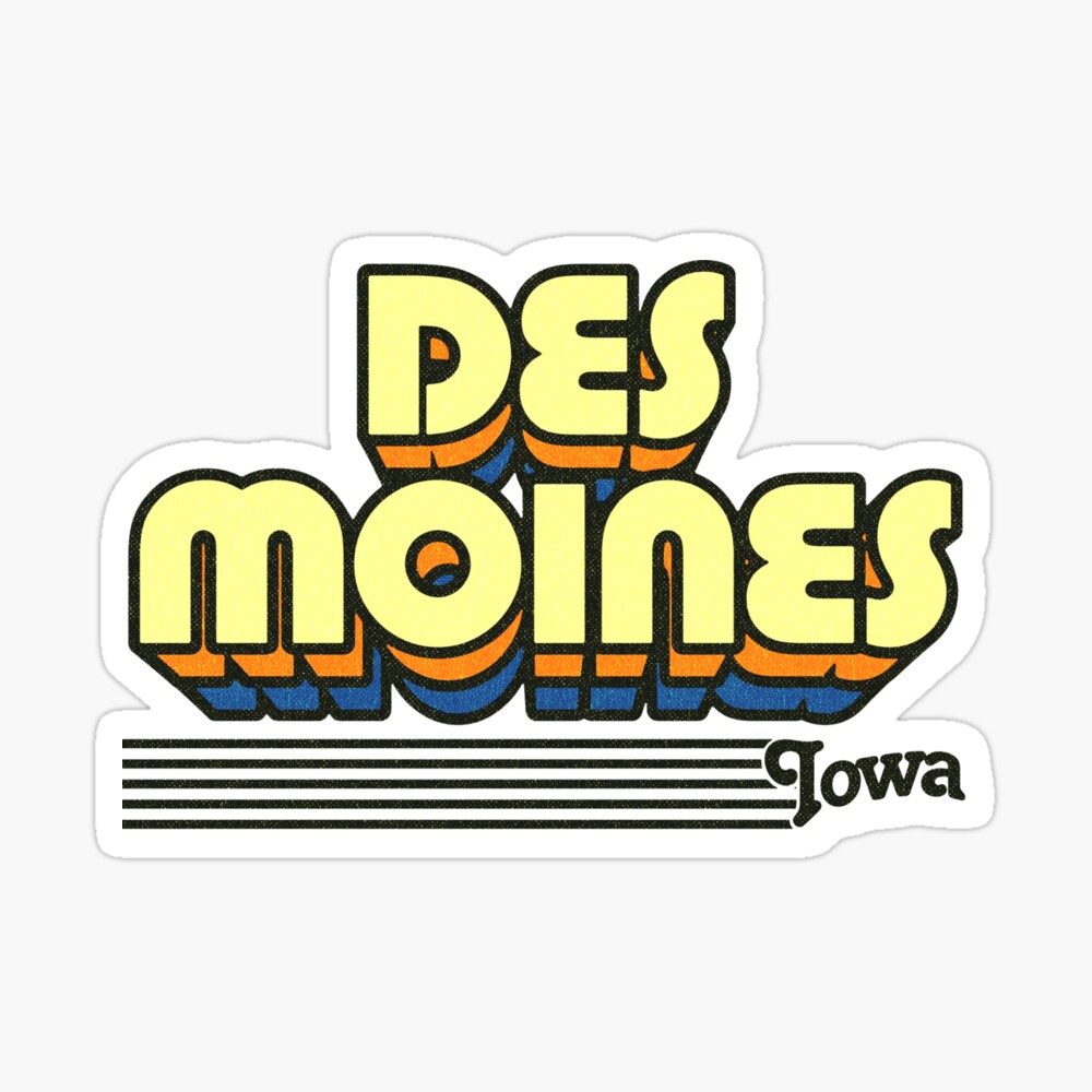 Des Moines, Iowa | Retro Stripes Sticker