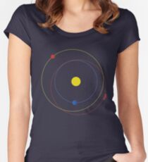 Minimal Elon Musk Tesla Roadster Orbit Tailliertes Rundhals-Shirt