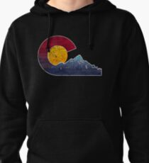 Colorado Flag Themed Mountain Scenery Pullover Hoodie