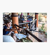 Kenya. Samburu National Reserve. Lodge. Boy feeding Hornbill. Photographic Print