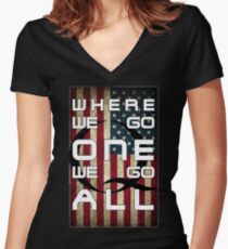 Q - QANON - WHERE WE GO ONE WE GO ALL (UPDATE read description) Women's Fitted V-Neck T-Shirt