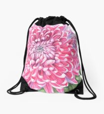 Pink Chrysanthemum Drawstring Bag