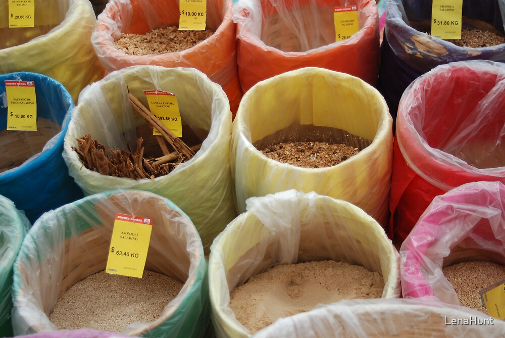 "Grains and Cereals in Mexican Grocery Store" by LenaHunt Redbubble