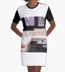 living room with modern furniture Graphic T-Shirt Dress