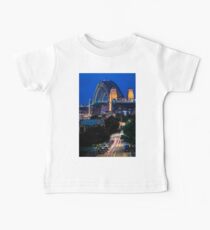 Sydney Harbour Bridge at Night with Light Trails - Long Exposure Photograph with vibrant and vivid colours Baby Tee