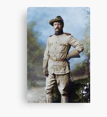 President Theodore Roosevelt in his Rough Riders uniform with his signature blue polka-dotted scarf, 26 October 1898. Canvas Print