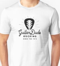 Rock And Roll Dude 70s Guitar Headstock Logo Unisex T-Shirt