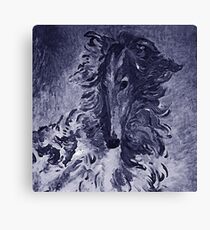 Borzoi Portrait Navy Canvas Print
