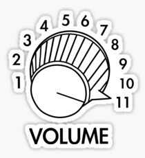 Volume Knob Up To 11 Spinal Tap Inspired Funny Guitar T-Shirt Sticker