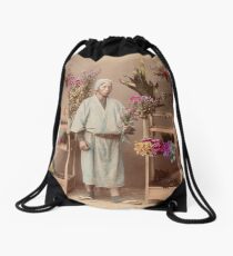 Japanese flower seller Drawstring Bag