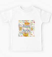 Happy Purim, happy, Purim, blessed, blest, blissful, blithe, Cartoon Kids Tee