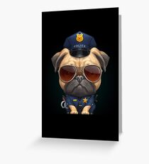 Pug Police Officer Greeting Card