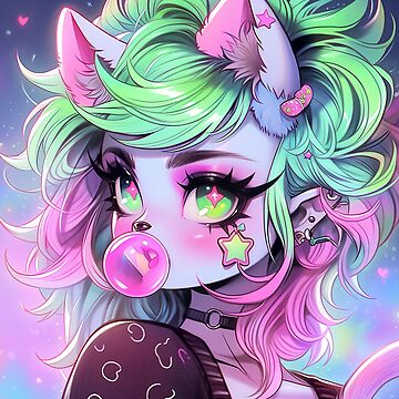 Adorable Soft Pink Anime Girl Sticker for Sale by bubblegoth