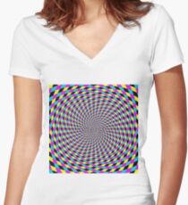 Colorful vortex spiral - hypnotic CMYK background, optical illusion Women's Fitted V-Neck T-Shirt