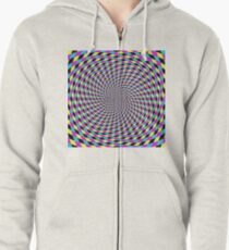 Colorful vortex spiral - hypnotic CMYK background, optical illusion Zipped Hoodie