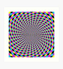 Colorful vortex spiral - hypnotic CMYK background, optical illusion Art Print