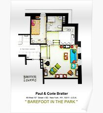 Floorplan of the apt from "Barefoot in the Park" Poster