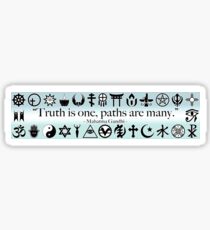 Truth Is One, Paths Are Many - Gandhi - World Religions Bumper Sticker - Multicolour 22 Sticker