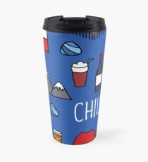 Chile icons. Chilean theme seamless doodle pattern Travel Mug