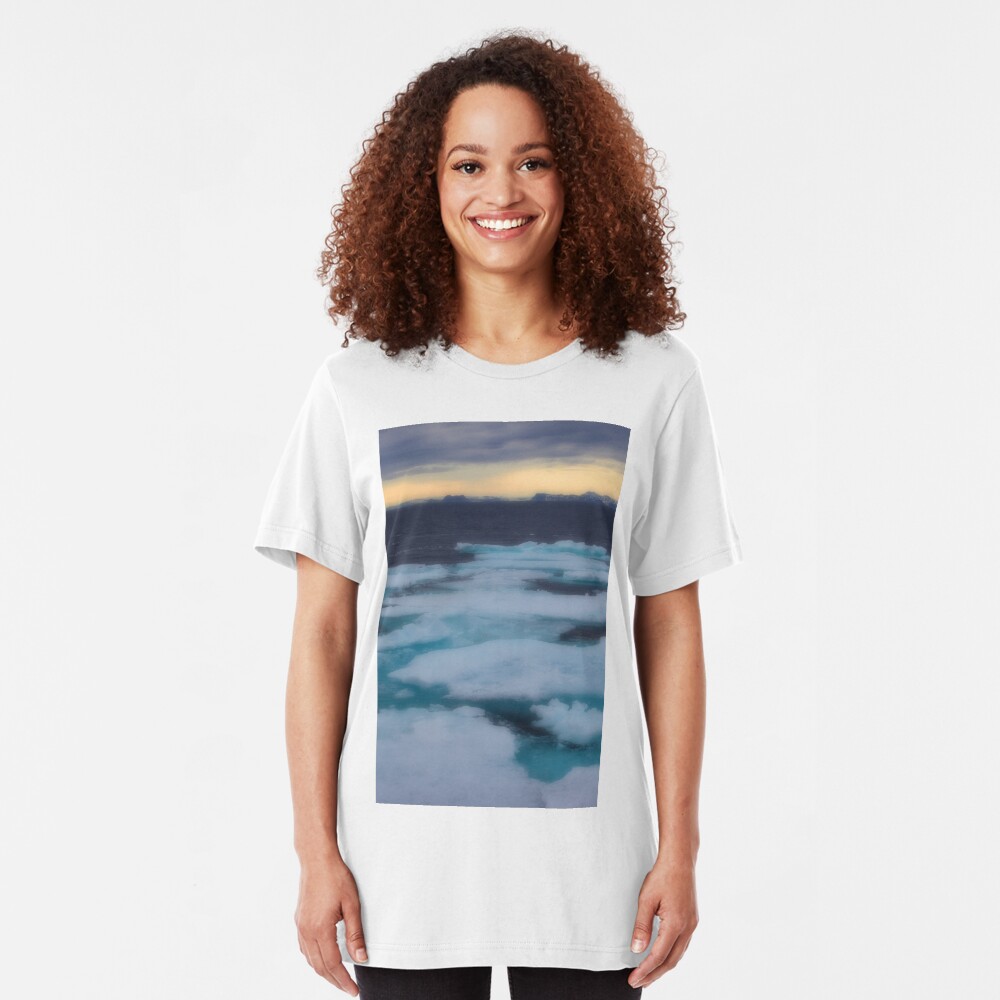 Nordkappsundet Mountains and Ice Field Slim Fit T-Shirt
