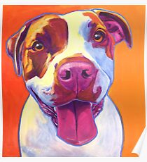 Happy Pit Bull - Slobbery Smiling Colorful Pitbull Dog Poster