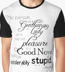 Pleasure in a Good Novel - Jane Austen quote about reading books Graphic T-Shirt