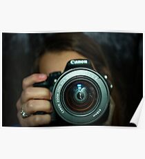 Girl Holding Canon Camera Poster