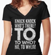Knock knock english teacher joke funny t-shirt Women's Fitted V-Neck T-Shirt