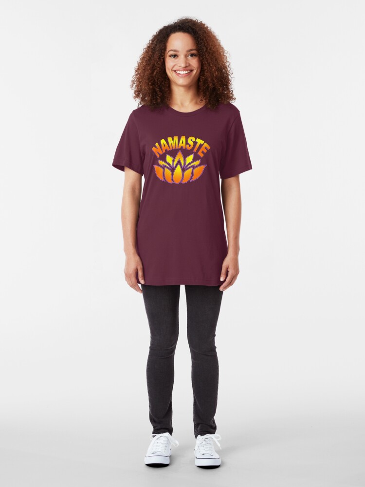 Alternate view of Namaste Lotus Flower Slim Fit T-Shirt