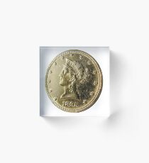 Antique 1895 Ten Dollar US Gold Coin Acrylic Block