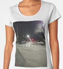 Street light, New York, Manhattan, Brooklyn, New York City, architecture, street, building, tree, car,   Women's Premium T-Shirt