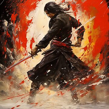 Japanese samurai in fighting stance | Poster