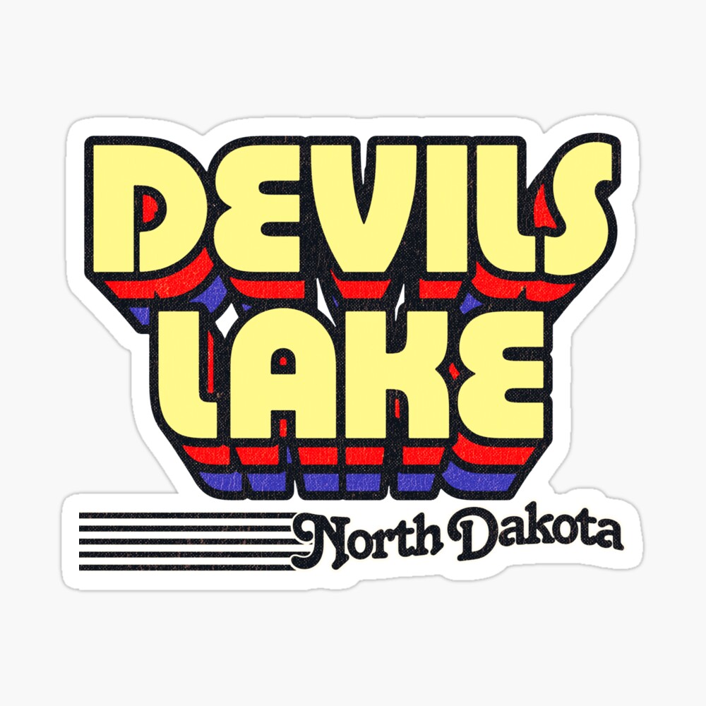 Devils Lake, North Dakota | Retro Stripes Sticker