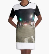Street light, New York, Manhattan, Brooklyn, New York City, architecture, street, building, tree, car,   Graphic T-Shirt Dress