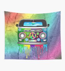 Hippie Van Dripping Rainbow Paint Wall Tapestry