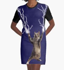 Lightning Cat Graphic T-Shirt Dress