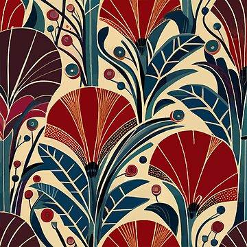 Cute Retro Art Nouveau Seamless Floral Pattern with Abstract Red Rose  Flowers Metal Print for Sale by Vicky Brago-Mitchell®