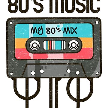 Powered by 80s Music: Colorful Retro Cassette Tape | Sticker