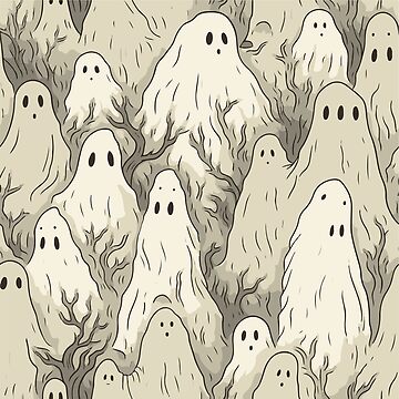 Artwork thumbnail, Ghost gathering seamless pattern  by Sawitee