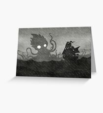 Regnerisches Schiff & Kraken Grußkarte