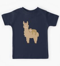 Entzückendes Sloth, das auf einem Lama sich entspannt Kinder T-Shirt