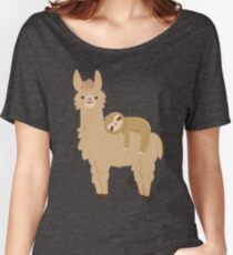 Entzückendes Sloth, das auf einem Lama sich entspannt Loose Fit T-Shirt